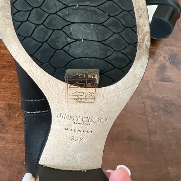 Jimmy Choo Women's Merril 65 Leather & Shearling Block-Heel Booties Size 39 1/2 - Picture 11 of 12